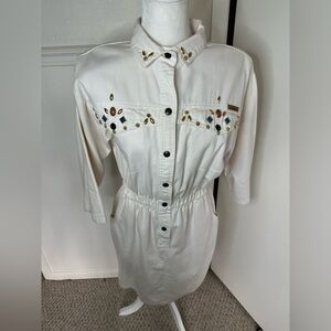 Dreams Vintage White Jacket dress with Embellishments size M